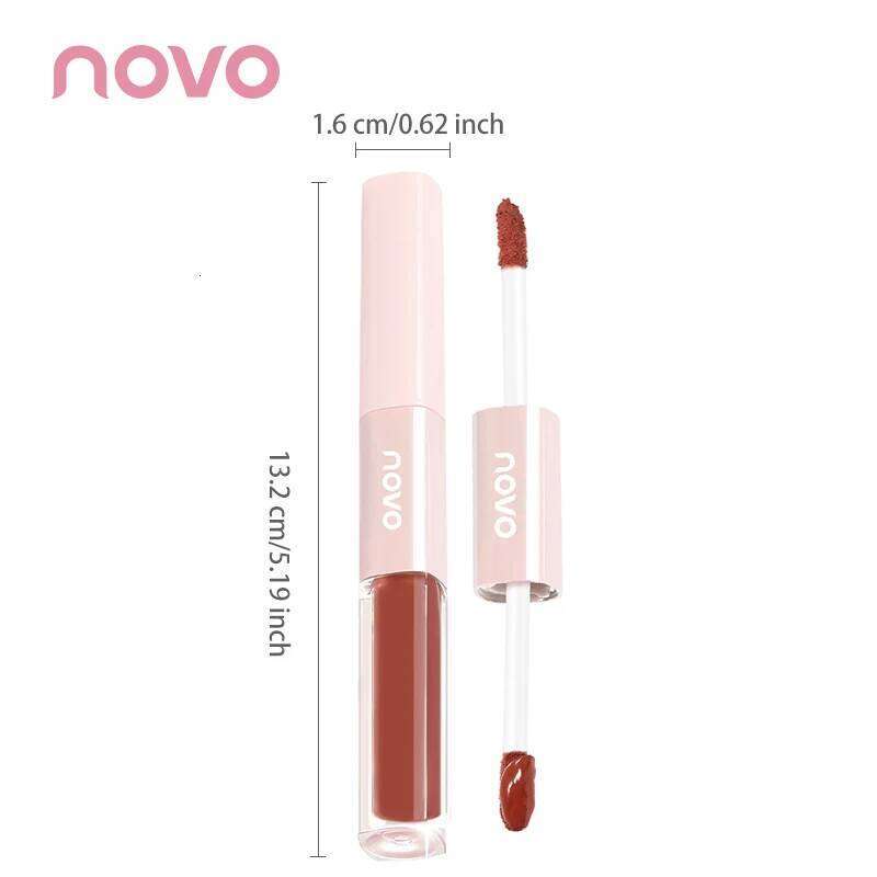 Dual-Ended Glaze-Matte Velvet & Mirror Finish Liquid Lipstick, Hydrating Glossy Lip Glaze,Long-Lasting Color Lock,Waterproof W260311