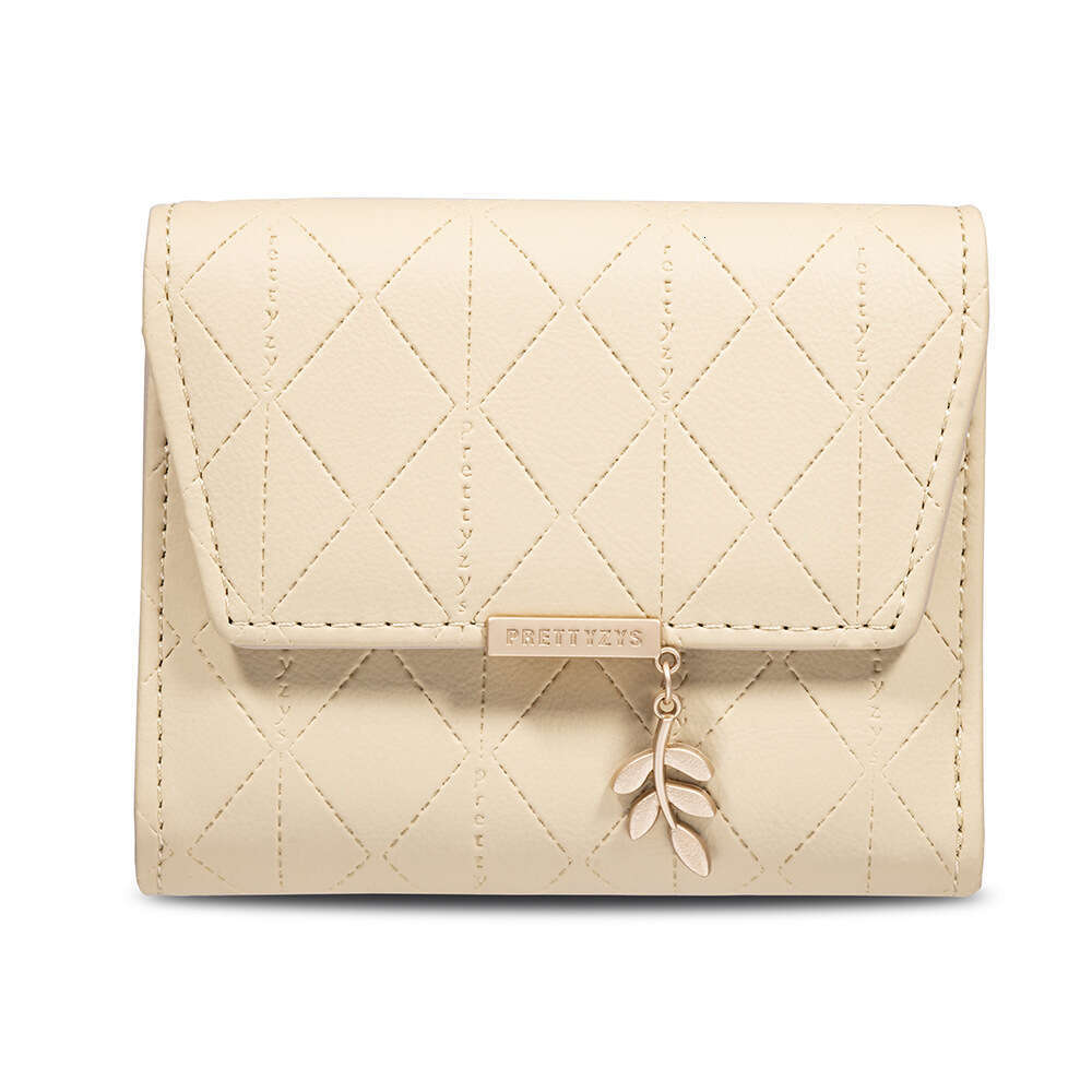 Luxury fashion wallet Short New Wallet Leaf Pendant Plaid Buckle Japanese And Korean Fresh Simple Off Women S Coin Purse