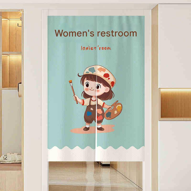 YL-38335 Cartoon Toilet Curtain, Bathroom Cloth Curtain, Washroom Partition Curtain, Screen Curtain, Half Curtain, Manufacturer Wholesale