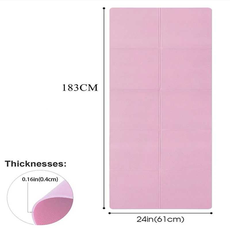 4MM Thick 18360cm Eco-Friendly Foldable Yoga Mat Double-Sided Non-Slip Travel Fitness Exercise Mat Pilates and Floor Workouts M260312