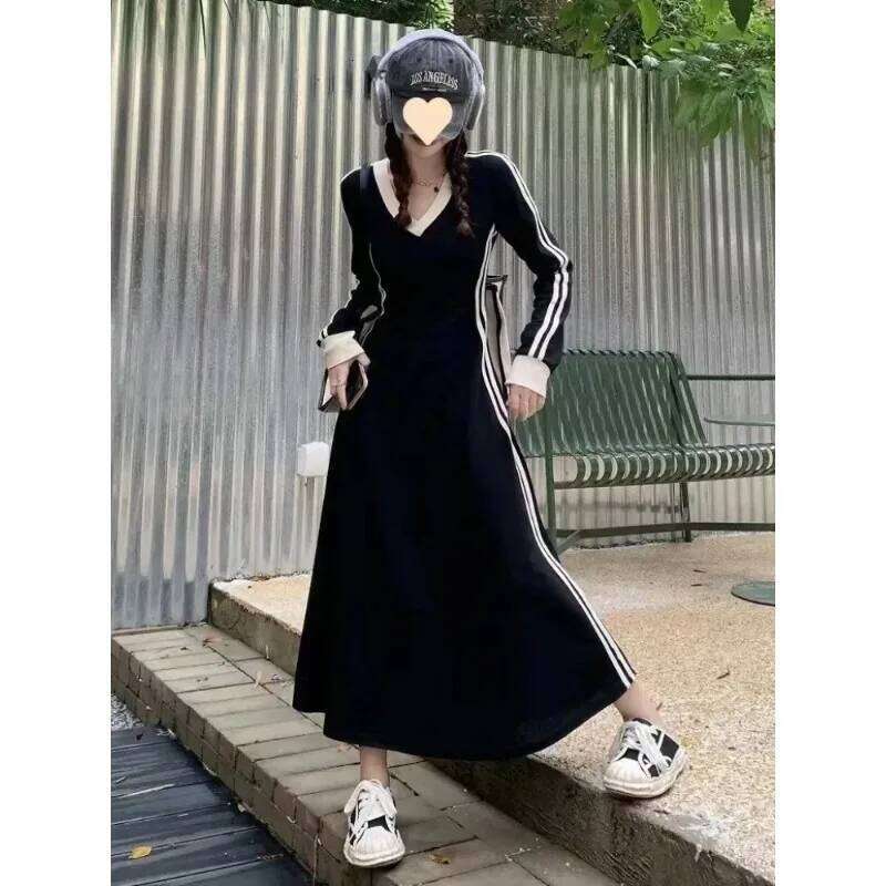 Slim Long Sleeve Dresses Office Womens Clothing Spring Korean Black Casual Fashion Elegant Dress C260312