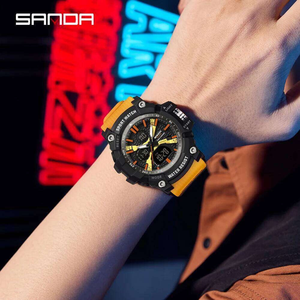 SANDA 3366 Fashion G Style Sports Multi functional Waterproof Calendar Night Light Men's Electronic Watch