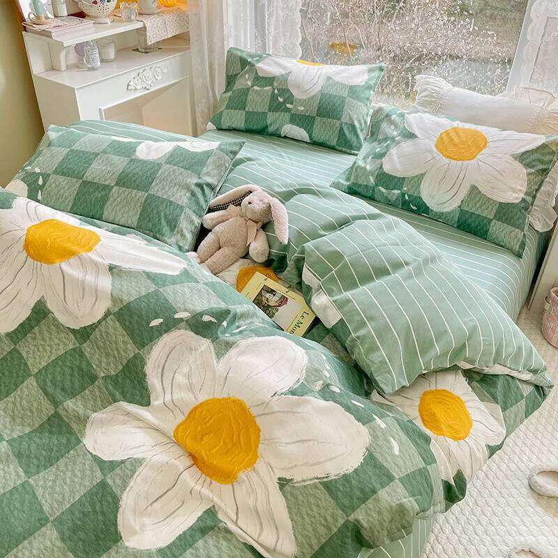 Double Bed Bedding Four-piece Set Pure Cotton Duvet Fitted Sheet Pillowcase Fading Resistant Home Textile Quilt Cover H260312