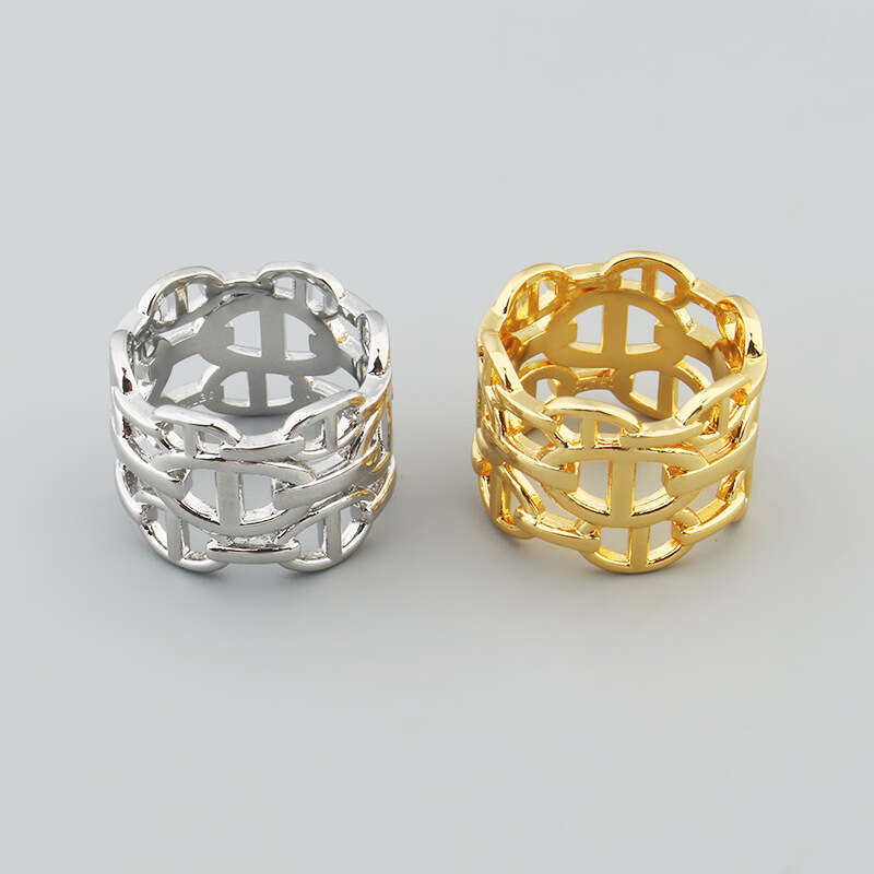 Women Jewelry Ring Band Rings European American Trendy Three-Layer Hollow Pig Nose Couple Bracelet Ring