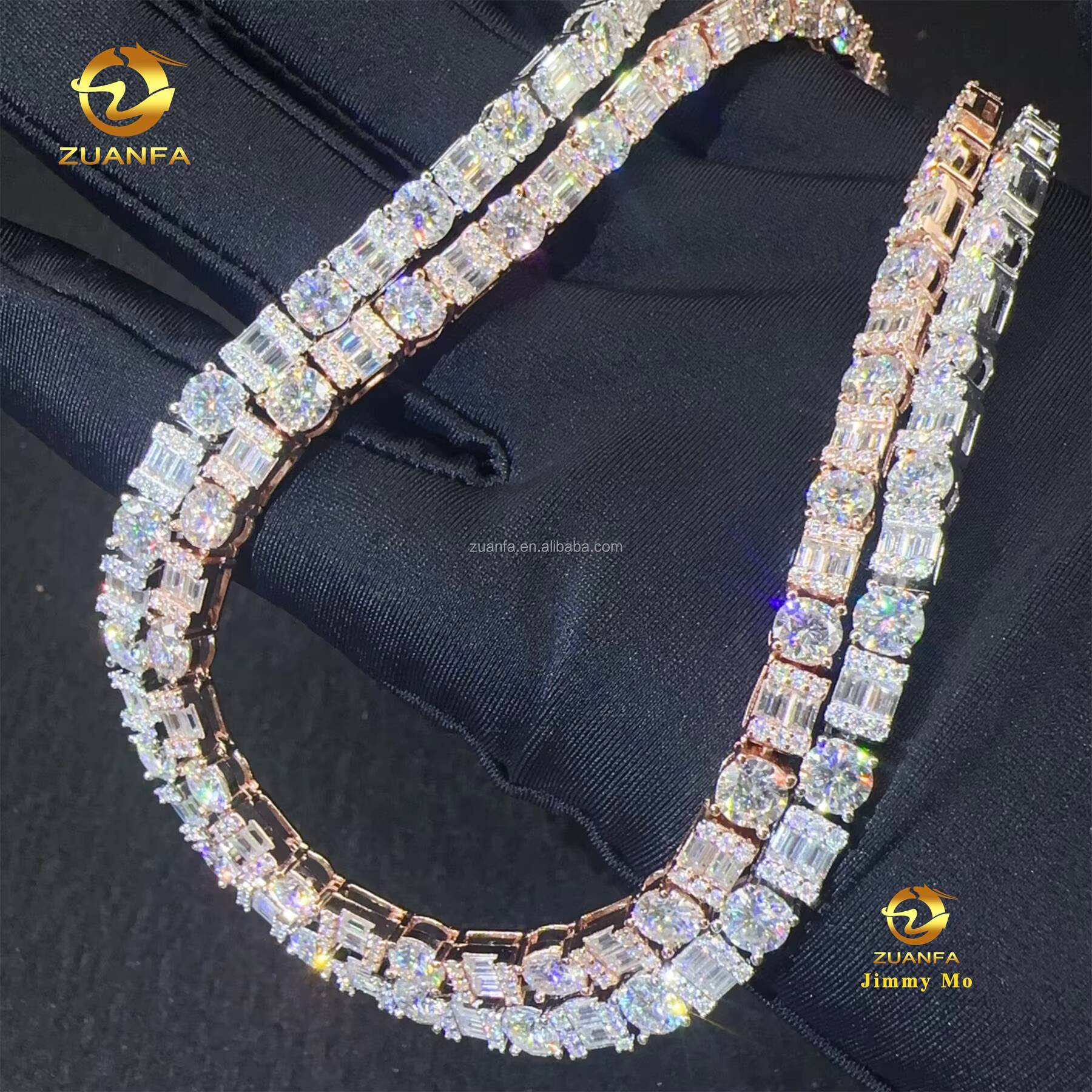 New Trendy New Arrivals Hot Selling Iced Out Hip Hop 925 Silver VVS1 Moissanite Diamond Cluster Tennis Chain Bracelet