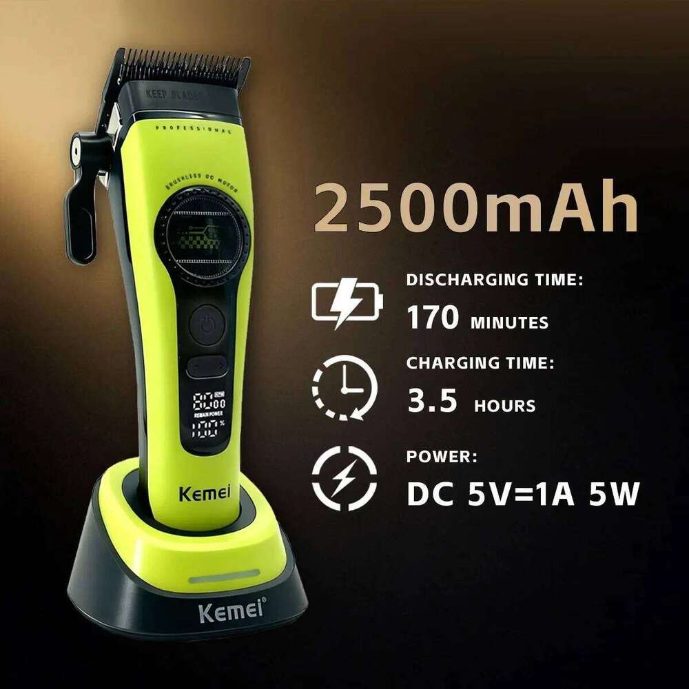 Kemei 1593 1595 Trimmers Professional Barber Clippers F1 -Super Engine External Brushless Motor Hair Cutting Machine L260514