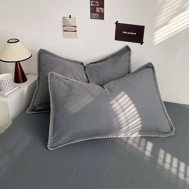 2025 Washed Cotton Linen Bedding Four Piece Sheets Comforter Set Single Full Couple Bed Quilt Cover Simple Style H260312