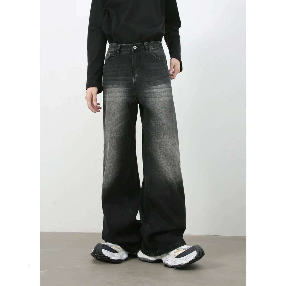 New Men's Baggy Straight Wide Leg Jeans Male Fashion Vintage Wash Casual Denim Pants Youth Popular Brand Streetwear Trousers