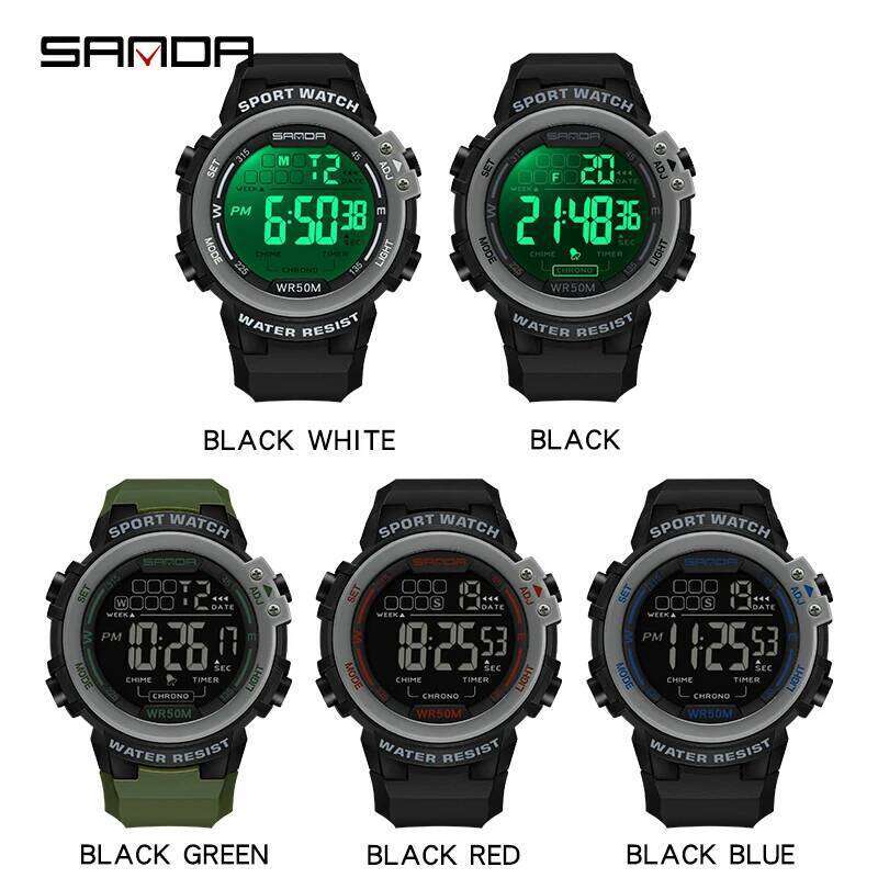 SANDA 2140 Fashion Student Digital Sports Multi functional Waterproof Countdown Men's Electronic Watch