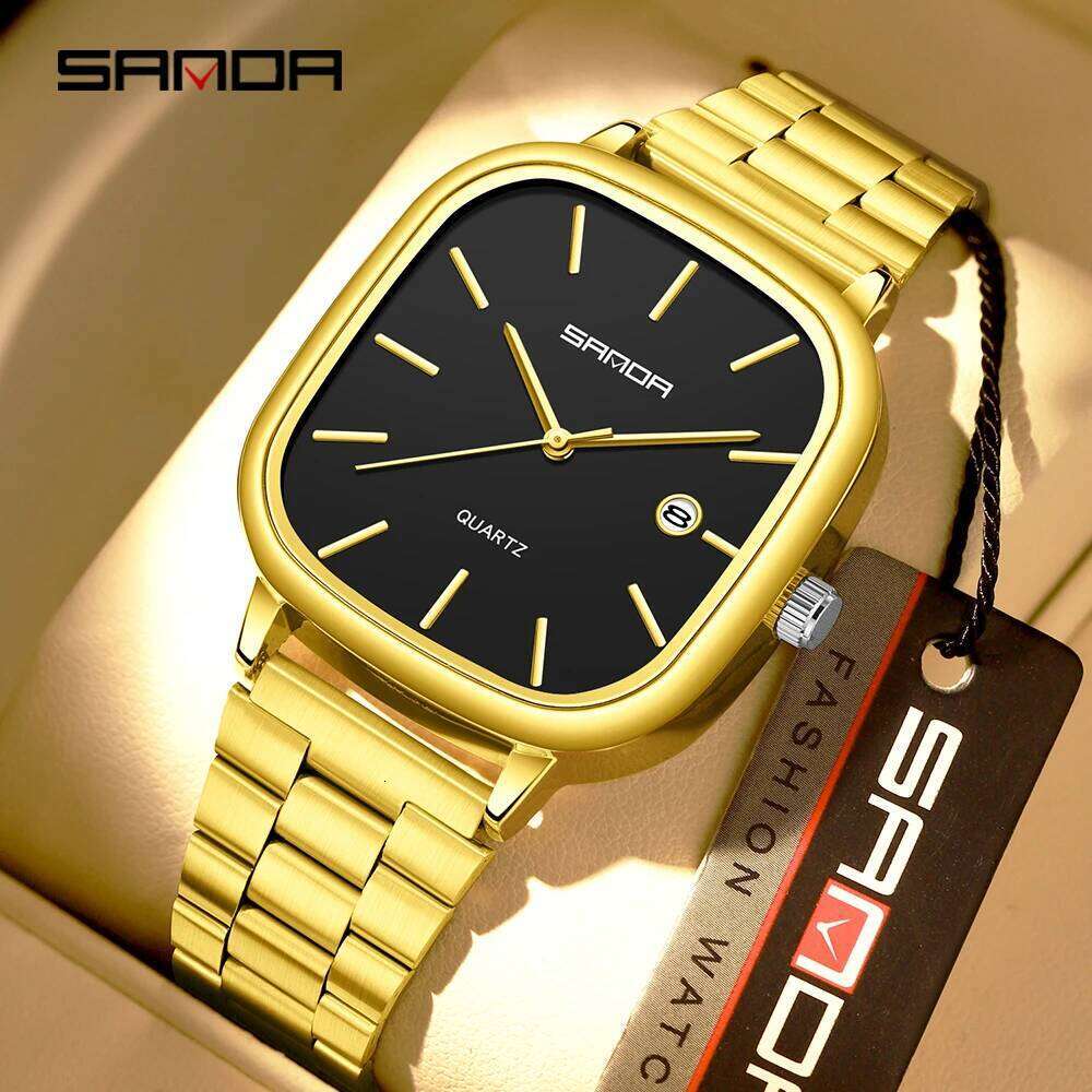 SANDA 2026 Couple Quartz and Women's Square 3ATM Waterproof Calendar Luxury Fashion Men's Watch 3277