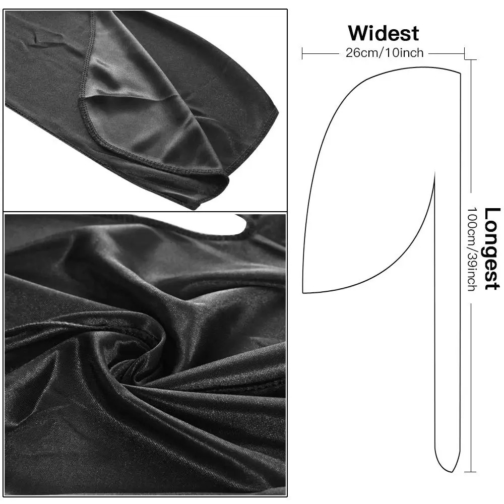 3 Pcs Silky Durag Headwraps Durag for Men Women With Free Waves Cap Durags Pack with Long Tail and Wide Straps Bandanas 260304