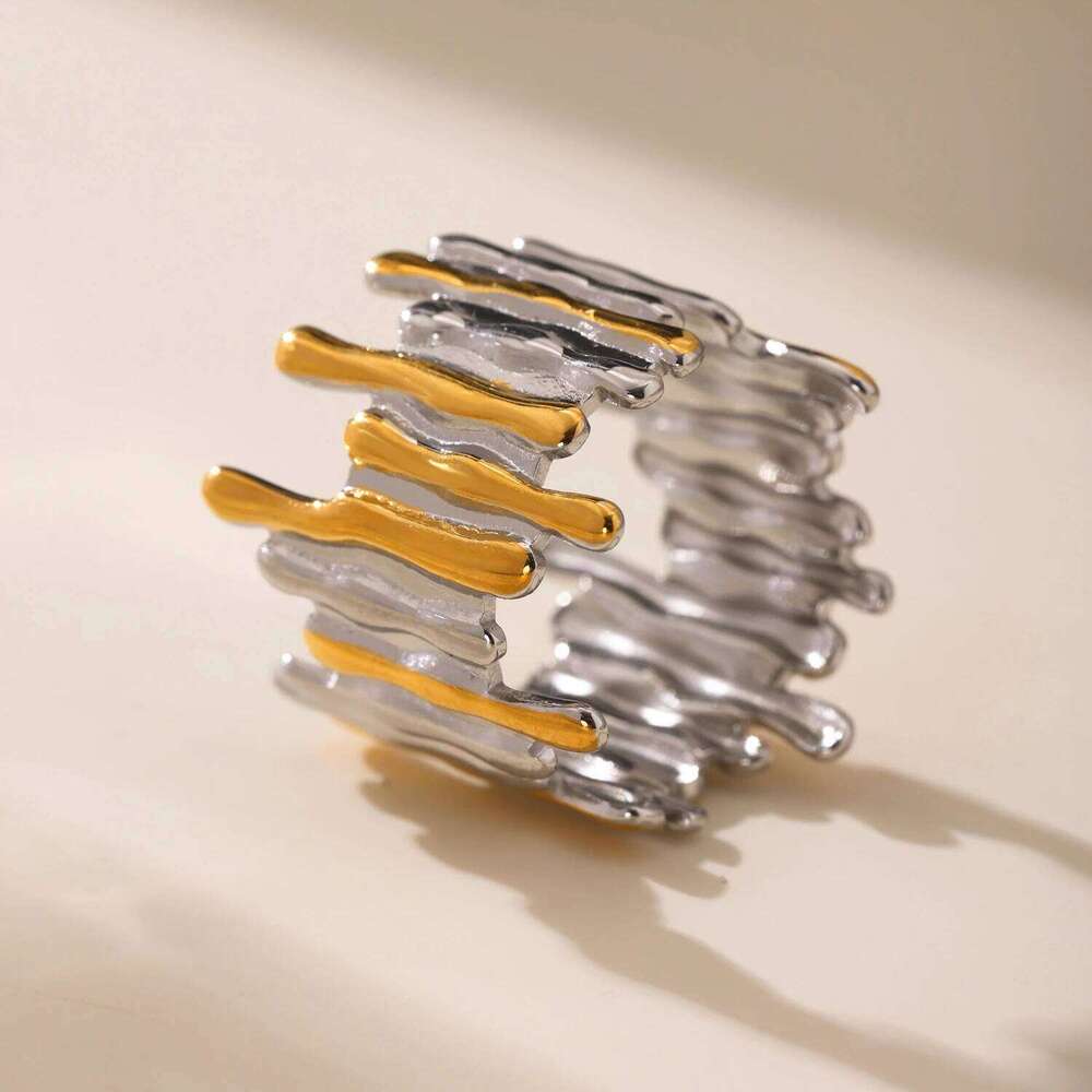 316 Stainless Steel Gold-plated Personalized for Women'Fashion Gold Color Silver Open Ring Couple Waterproof Jewelry Gift H260312