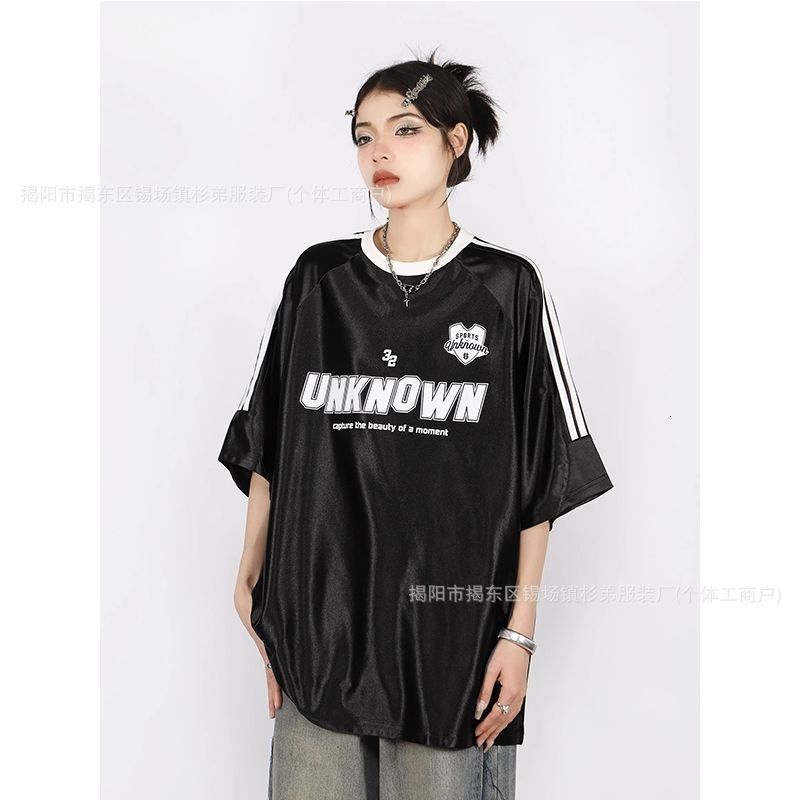 2025 New Shiny Design Short Sleeve T-Shirt for Men and Women Summer Couples American Style Three-Bar Raglan Sleeve Half Sleeve 241216