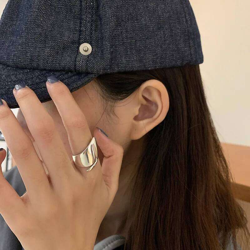 Sterling Silver Adjustable Rings For Women geometry Smooth Surface Vintage Jewelry Wedding Accessories Argent 925 H260312