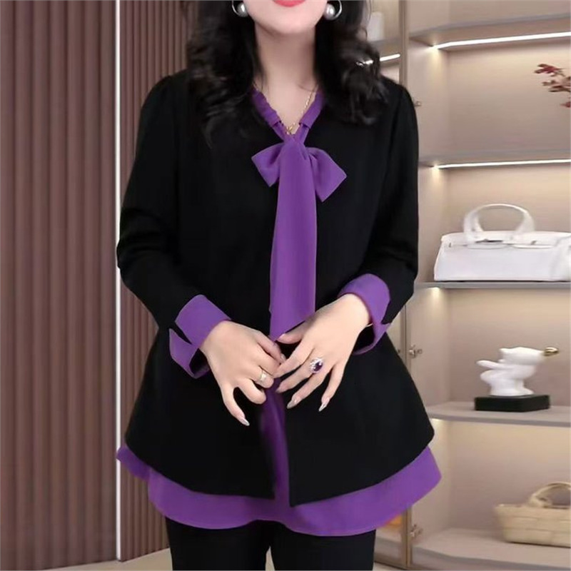 Designer Hoodie 2025 Autumn New Fashionable Polo Shirt Elegant Chic Designer Shirt Bow Design Mid-length Blouse Trendy