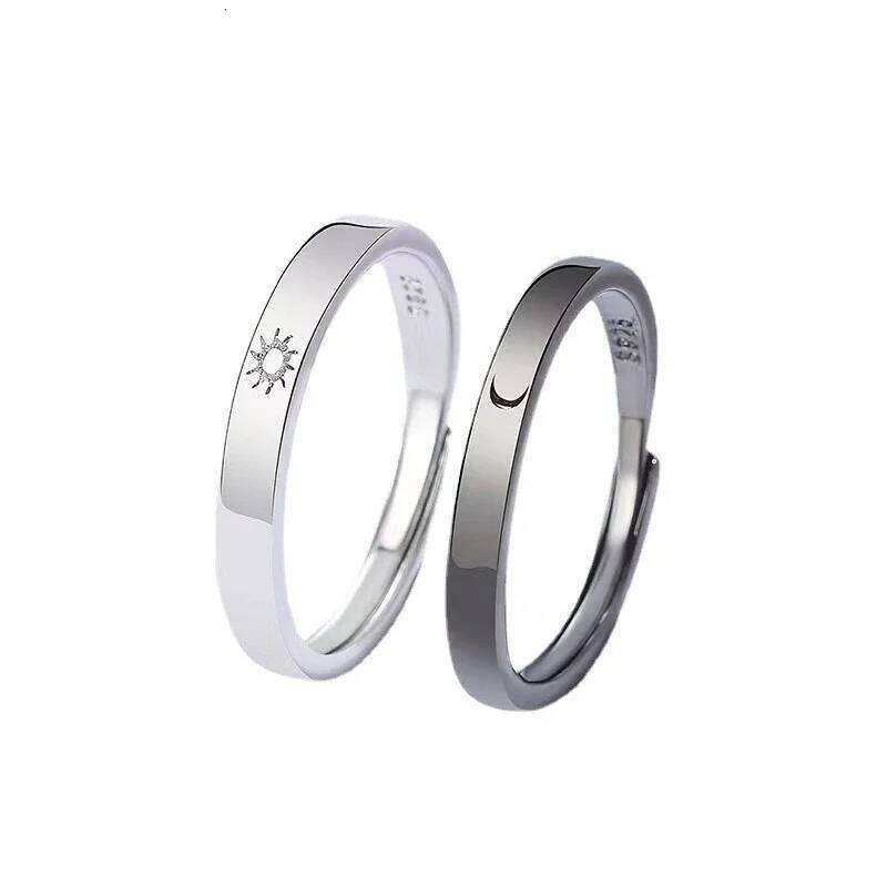 Classic Sun Moon Opening Couple for Women Men 2023 New Trendy Charm Black Star Ring Jewelry Wedding Anniversary Gifts W260311