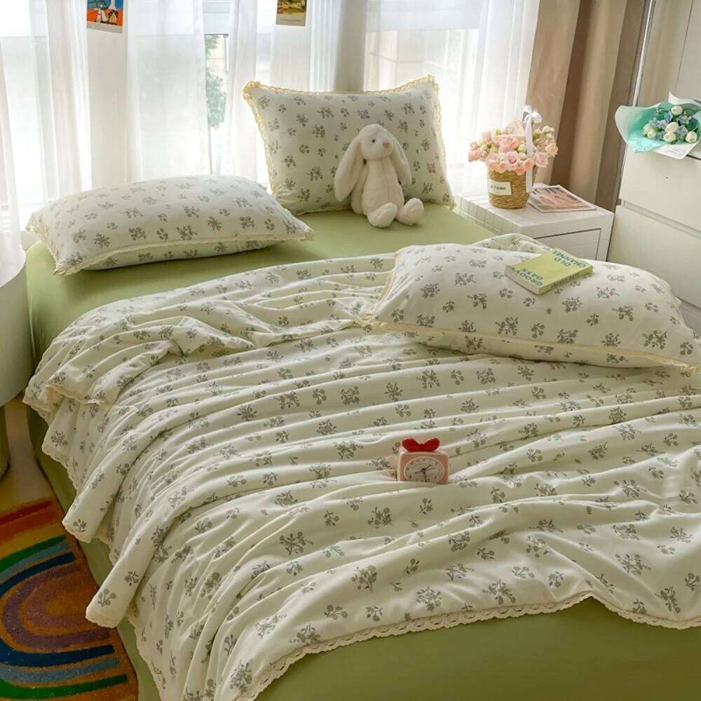 Printed Floral Four Piece Suitable for Bedroom Bedding Set Summer Quilt Bed Sheet With Pillowcases Home Textile H260312