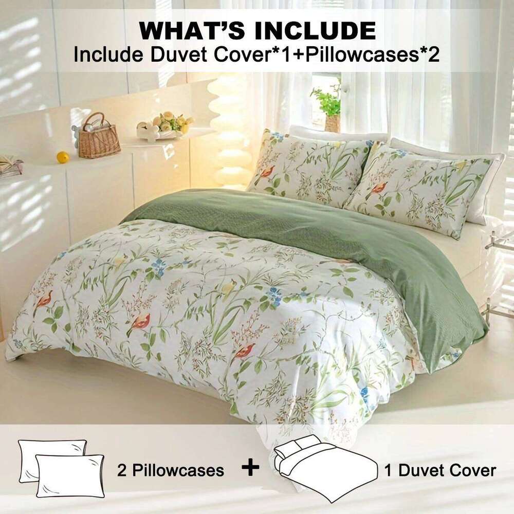 3pcs/set Leaf Floral Pattern Set1 & 2 PillowcaseSoft And Skin-Friendly Duvet Cover Bedding Set For H260312