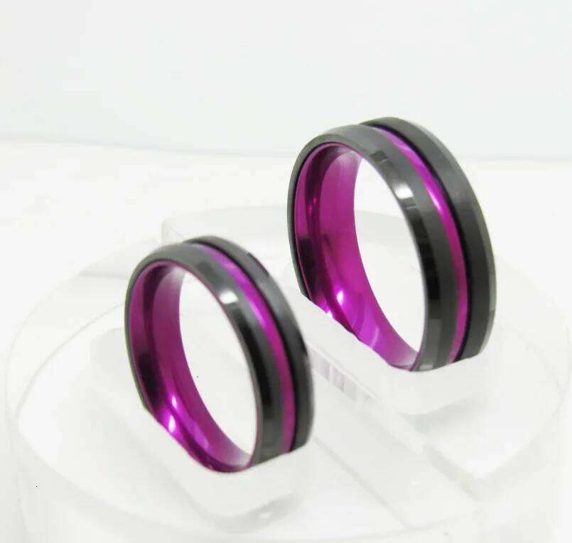 Somen New Men Black Brushed Tungsten Carbide Ring 6mm 8mm Purple Inside Wedding Band Male Engagement Rings Anel Masculino H260312