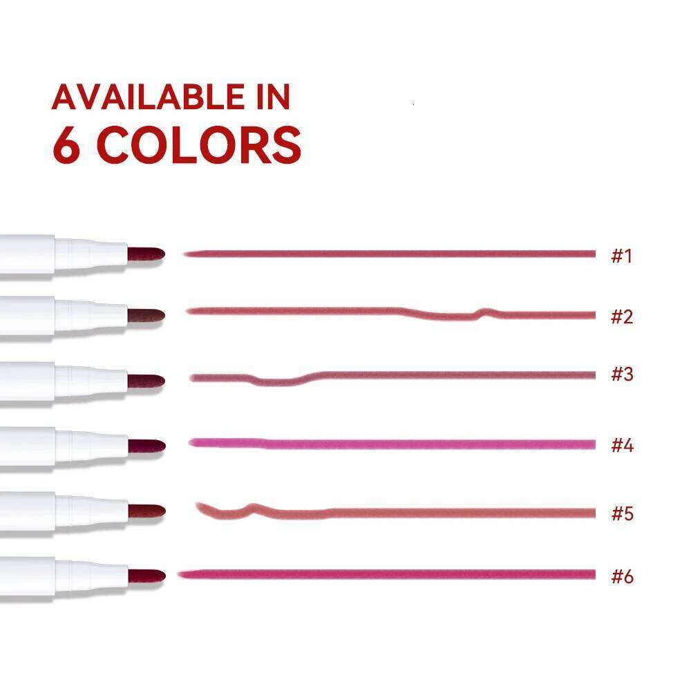6Colors Stain Pencil Liquid Liner Waterproof Plumping Lip Tint Natural Matte Nude Brown Long Lasting Beauty Makeup Pen W260311