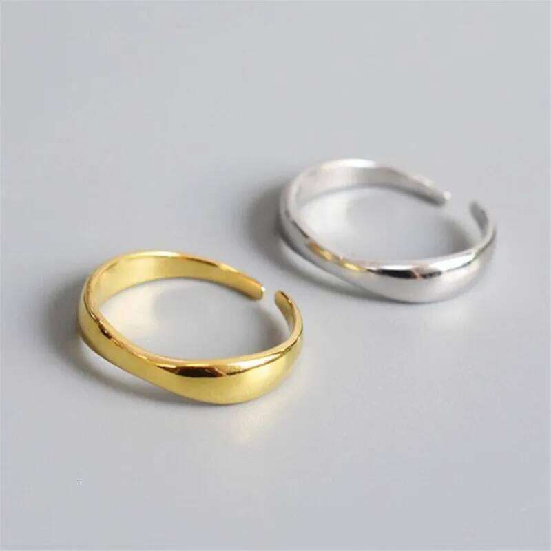 New Fashion INS Minimalist Irregular Wave Pattern 925 Sterling Silver Jewelry Exquisite Smooth Popular Opening Rings TYB001 H260312
