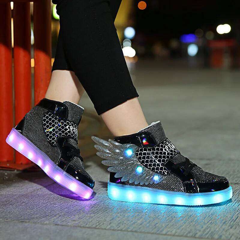 Casual New Small Medium-sized LED Charging Luminous Children's USB Colorful Light Shoes H260312