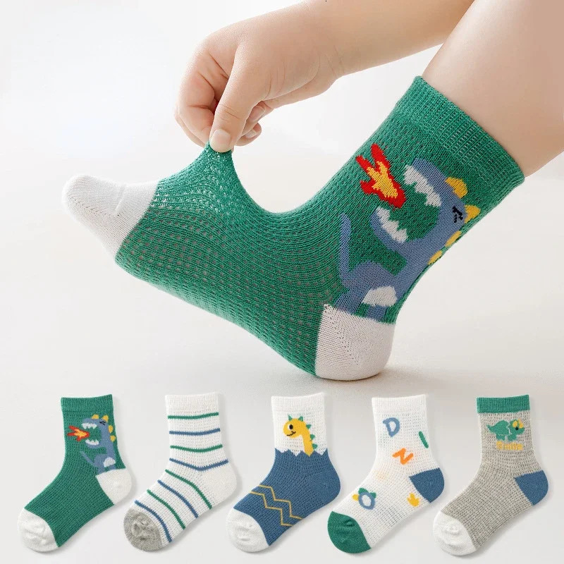 5 Pairs 1 To 12 Years Childrens Socks Spring Summer Baby Boys Girls Cotton Mesh Breathable Thin Soft Cute Kids 260311