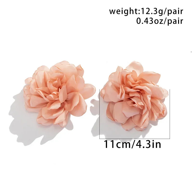 Exaggerated Big Flower Stud Earrings For Women Fluffy Fabric Petal Earring Romantic Party Wedding Trend 2023 Jewelry 260309