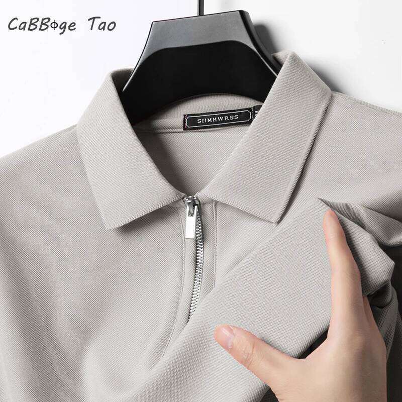 Summer New Men's Casual Slim Fit Polo Shirt Flip Collar Breathable Half Zipper Short Sleeve Top Solid Color Comfortable T-shirt 26H0312
