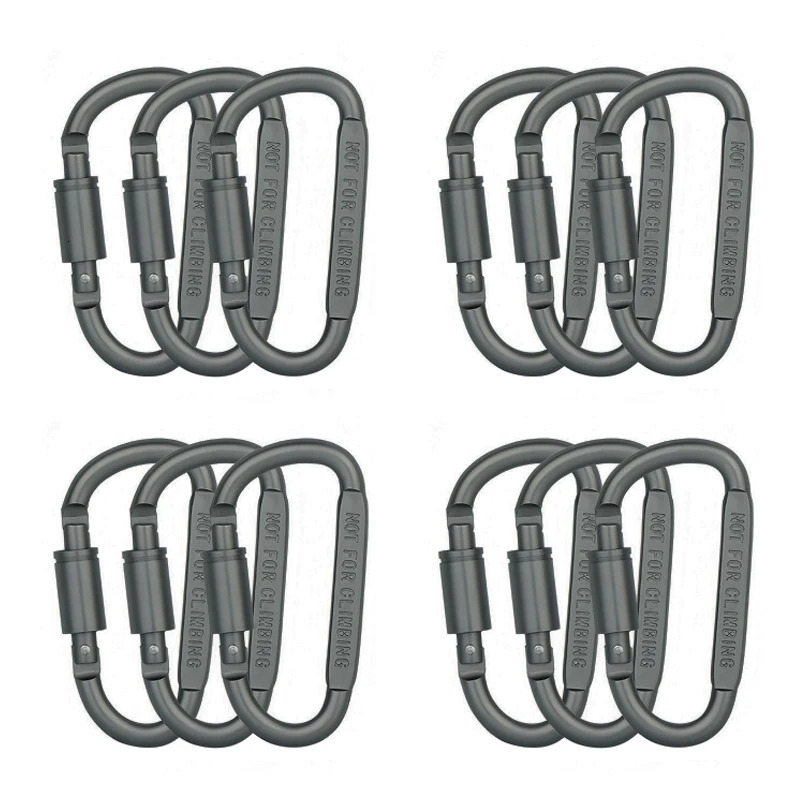 3pcs6pcs12ps Carabiner Set For Key Camping Survival EDC Outdoor Keychain Clip Alloy Aluminum Tactical Caribiner Hook Karabiner 260228