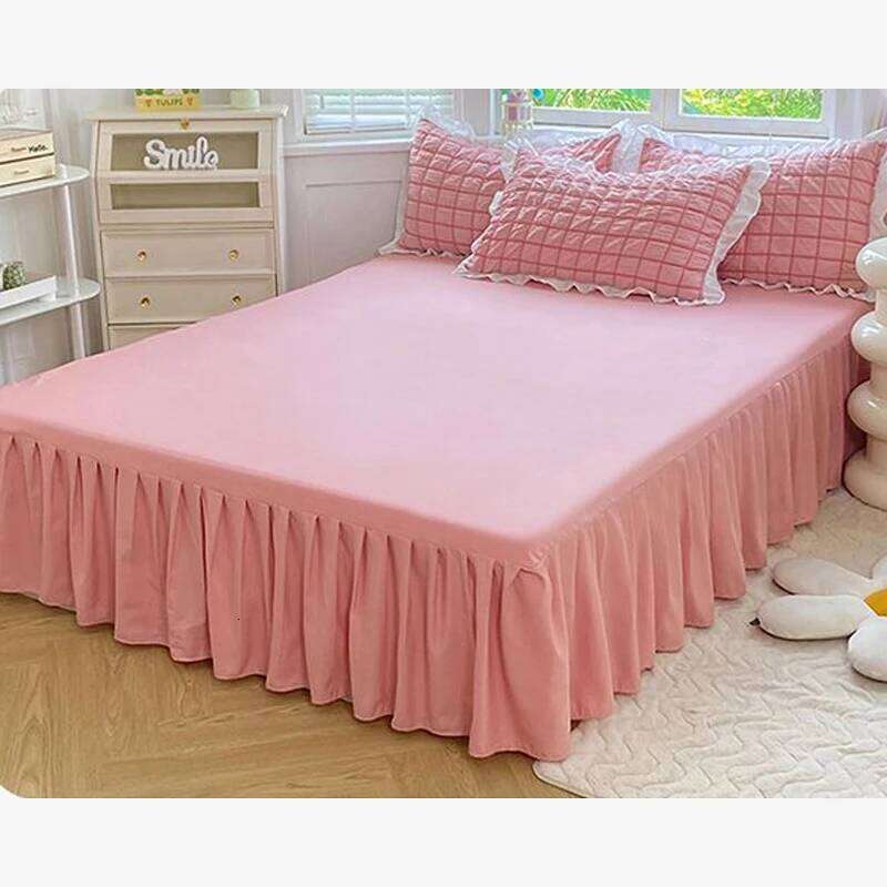 WOSTAR Pink pinch pleat duvet couple 2 people double bed bedding four-piece set 220x240 quilt cover queen king size H260312