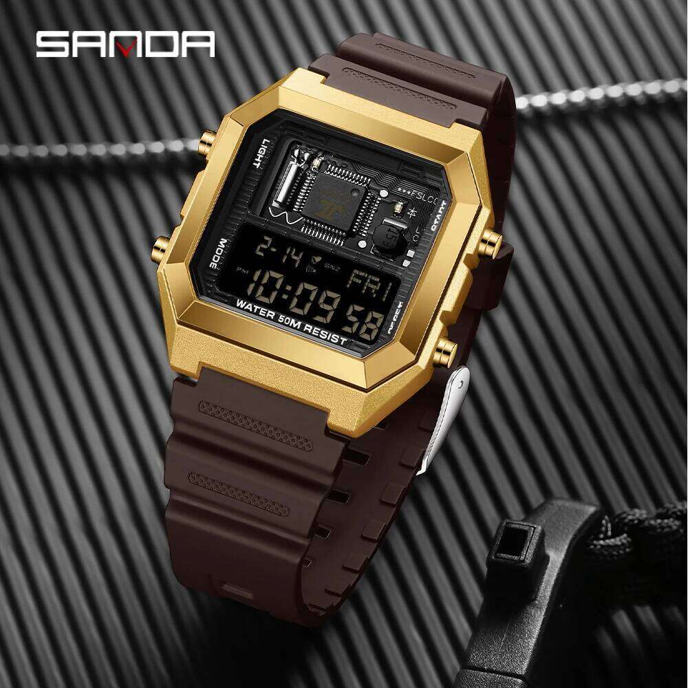 SANDAD Top Brand 6216 Alarm Clock Men's Electronic Square Multi functional Countdown Watch