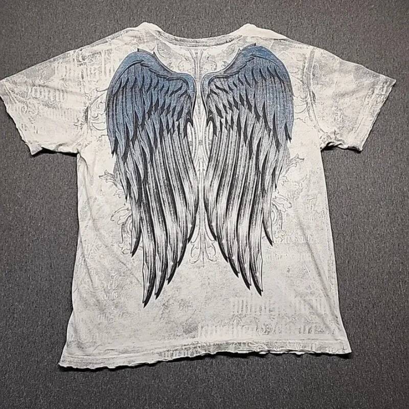 Y2K Affliction Vintage Grunge Graphic T Shirt Mens Gothic Couple Matching Tops Oversized Cotton Tee Streetwear Summer ddmythur
