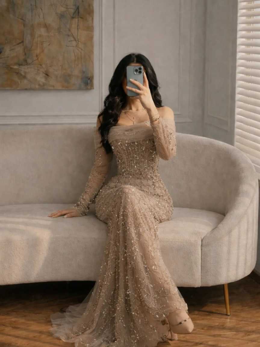 Gold Glitter Mermaid Prom Dresses Off the Shoulder vestidos de noche Elegant Detachable Train Customized Formal Evening