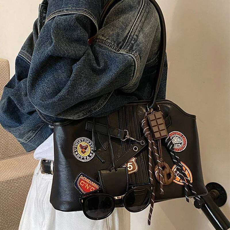Korean Large Capacity Tote Y K Motorcycle Women Popular Light Luxury Advanced Texture Work Commuter Casual Shoulder Bag XIU LAI SI