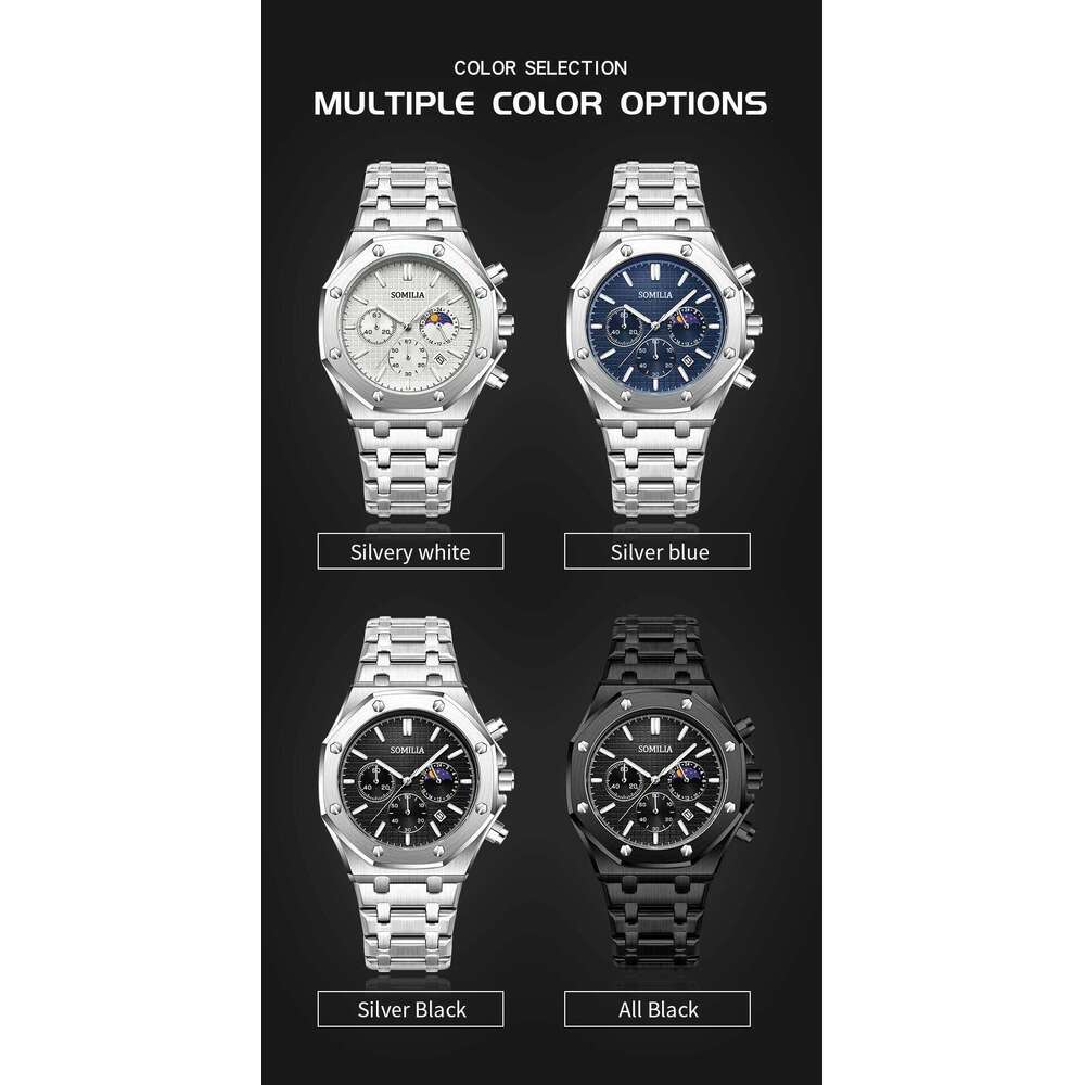 SOMILIA 2311 with Needles Waterproof Luminous Calendar Stainless Steel Strap Men's Quartz Watch 2025
