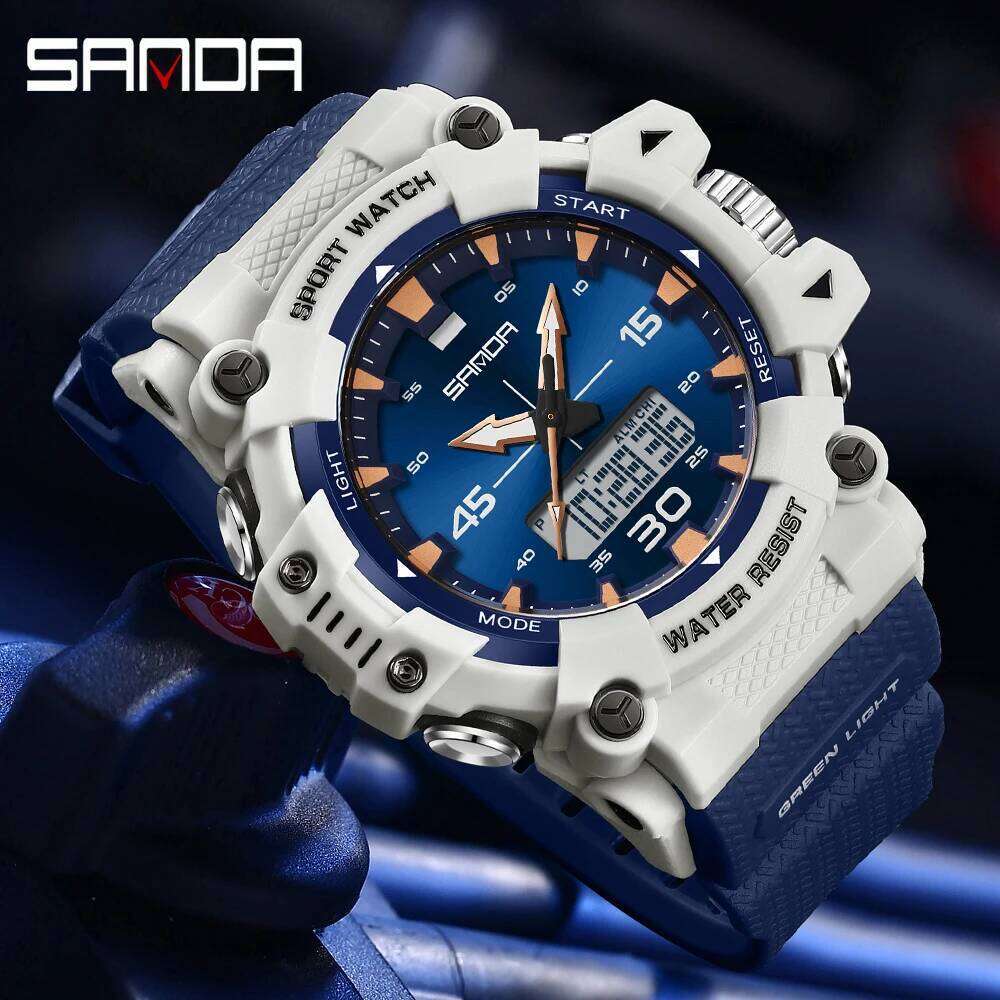 SANDA New 6291 Fashion Sports Multi functional Waterproof Timing Student Electronic Watch
