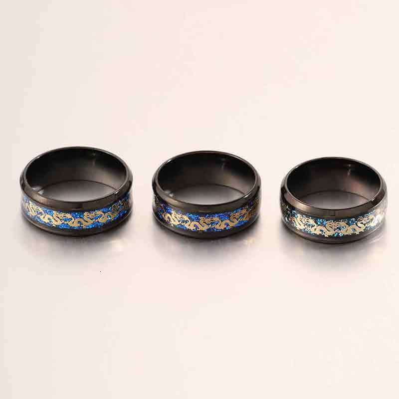 Stainless steel pattern men's retro ring, non-fading Chinese dragon arabesque closed ring jewelry wholesale