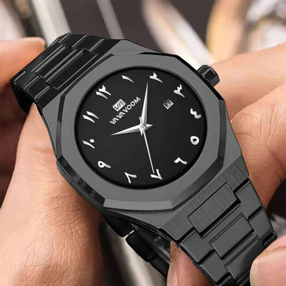 2025 New Men VA VOOM Sport Stainless Steel Fashion Quartz Movement 42mm Black Business Waterproof Calendar Wrist Watch