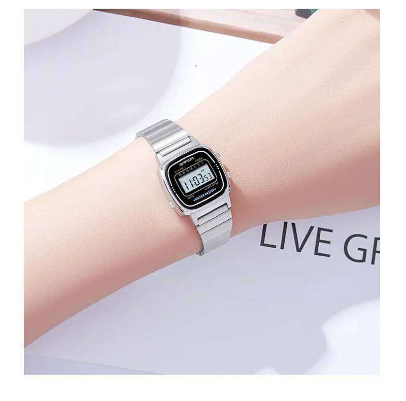 SANDA 6053 Luxury Digital Watch for Women Elegant Waterproof Sports LED Display Womens Wristwatches Clock Relojes Para Mujer