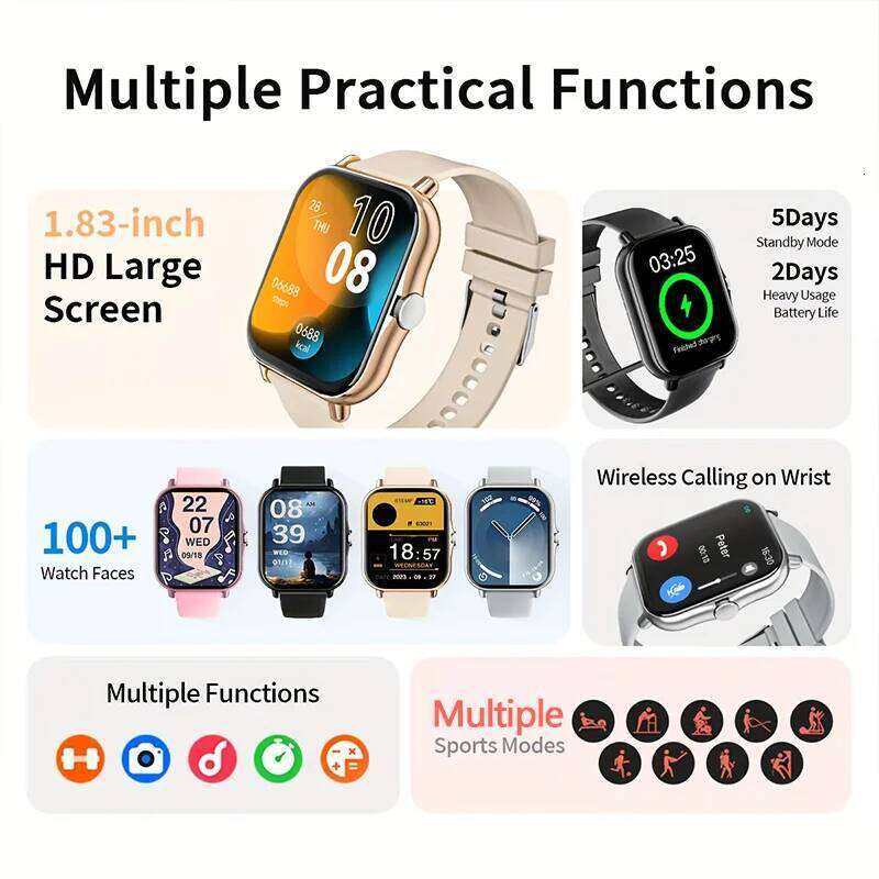LAXASFIT 2025 New Bluetooth Call Message Reminder Man Woman Gift Full Touch Screen Sports Fitness Smart Watch
