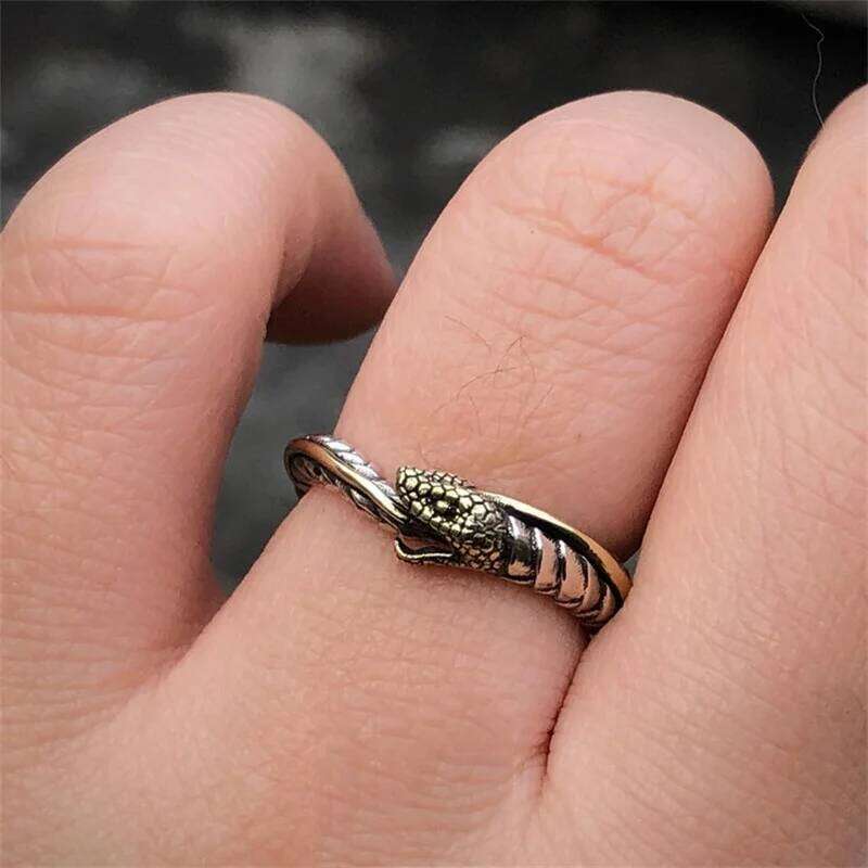 Vintage Ouroboros Men Jewelry Adjustable Exquisite Carved Snake Ring S925 Male Gold Collision Tail Finger Accessories H260312