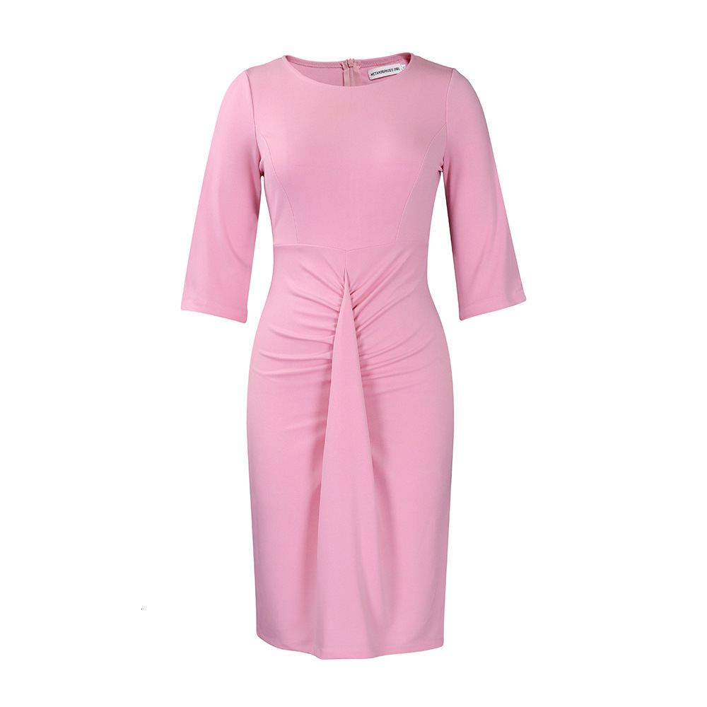 D387 Womens Fashion 2023 New Stylish Elegant Pleated Bodycon Plus Size Dress Pencil Skirt