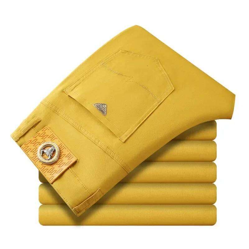 Seven-Color Stretch Jean Trendy Wild Simple 97% Cotton High-End Slim-Fitting Small Straight Casual Men's Clothing Trousers 26Y0312