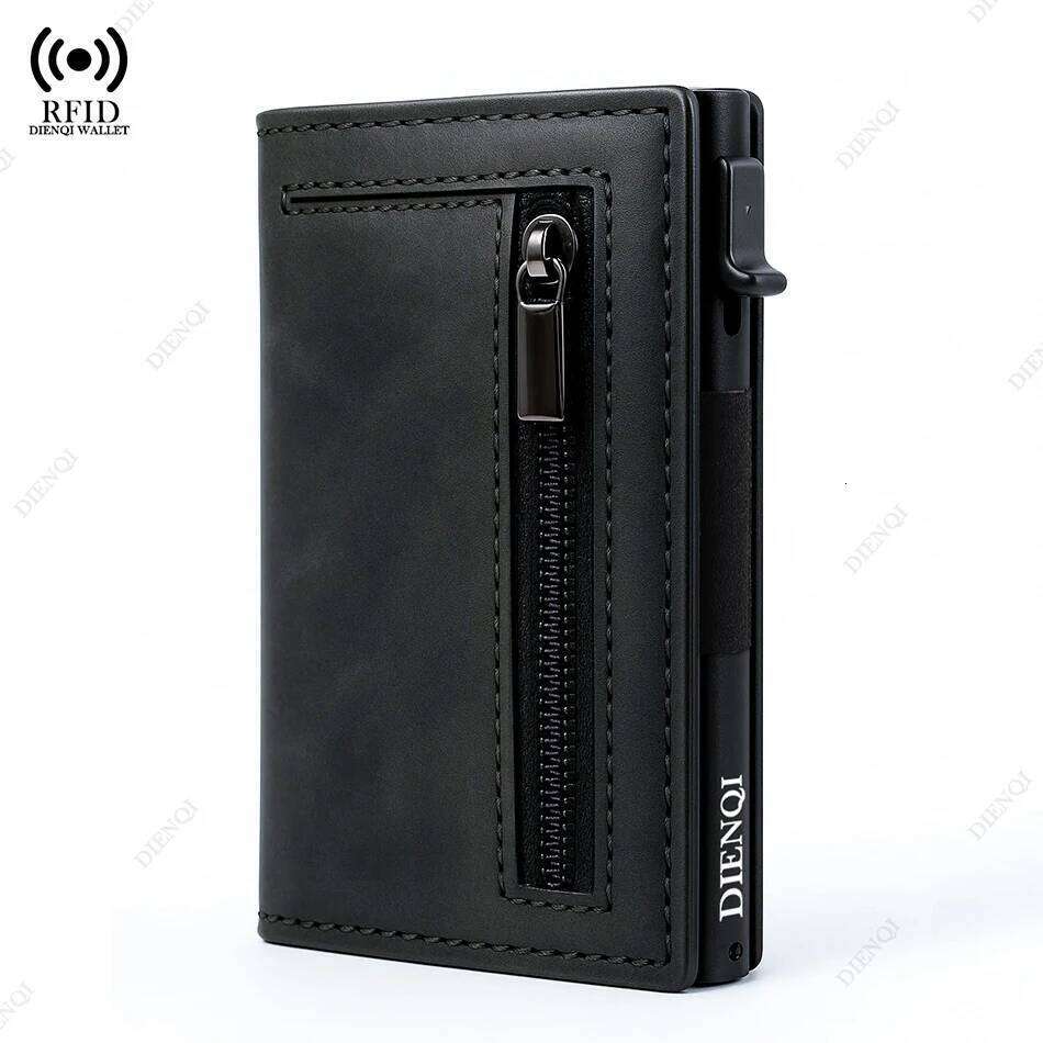 Anti-theft Credit Card Holder Rfid Blocking Aluminum Leather Pop Up Minimalist Wallet Cardholder Wallets for Men