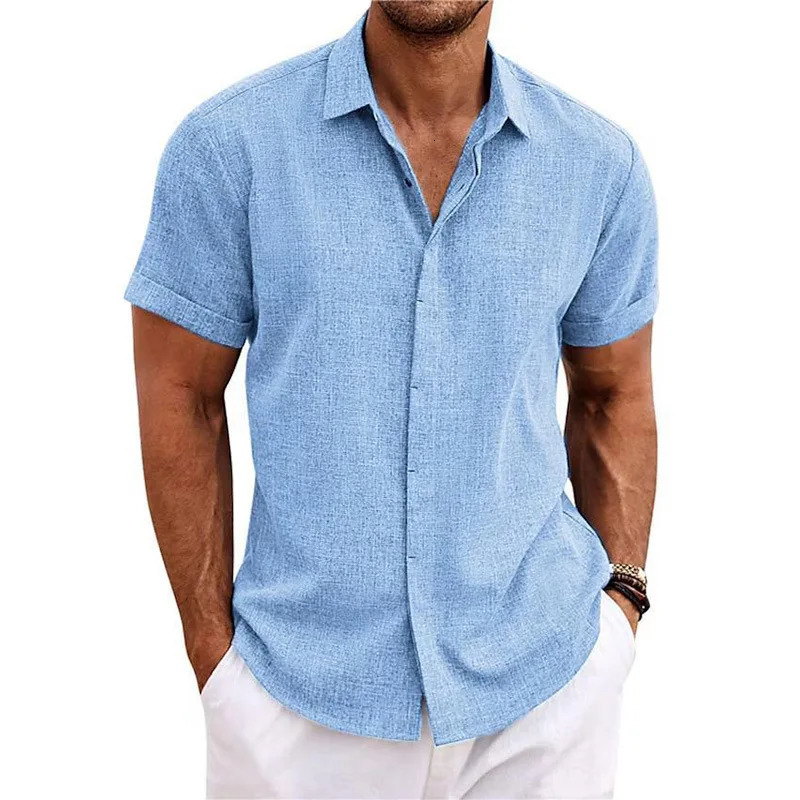 Mens Cotton Linen Short Sleeved Shirt Summer Casual Camisas Harajuku Blusas Shirts Fashion Tops Men Clothing Streetwear 260228