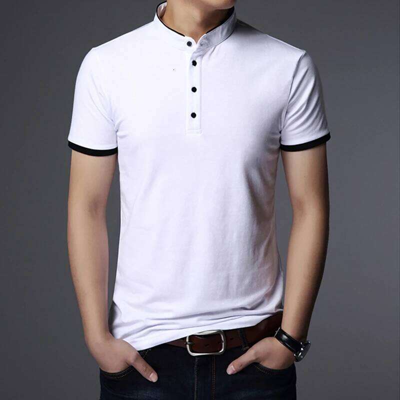 Men's Business Casual Polo Short Sleeve T-shirt Summer Comfortable and Breathable Solid Top 26H0312