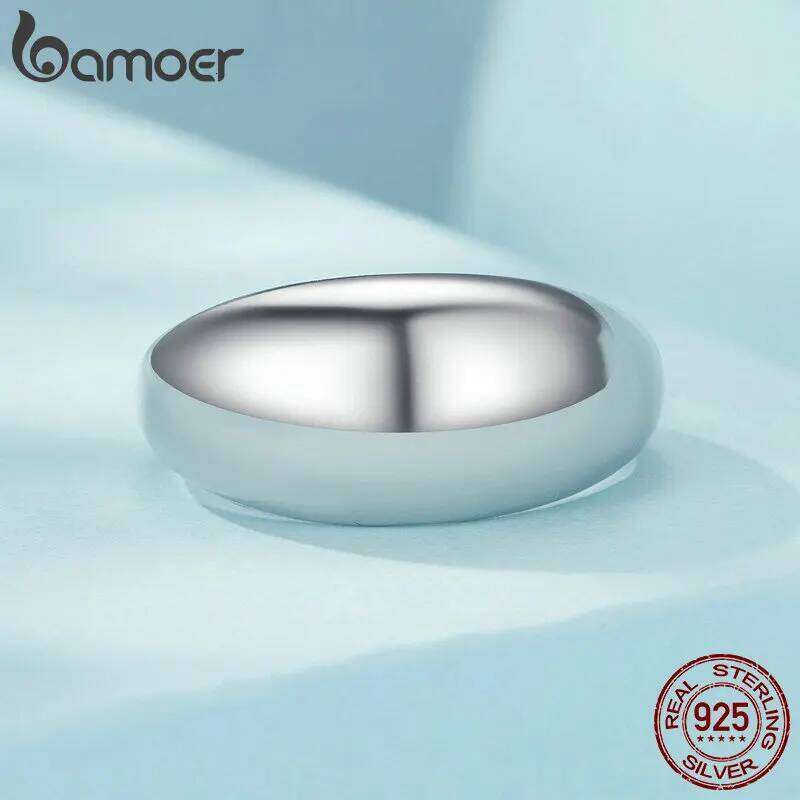 BAMOER 925 Sterling Silver Chunky Adjustable Bold Thick Statement for Women Minimalist Rings H260312