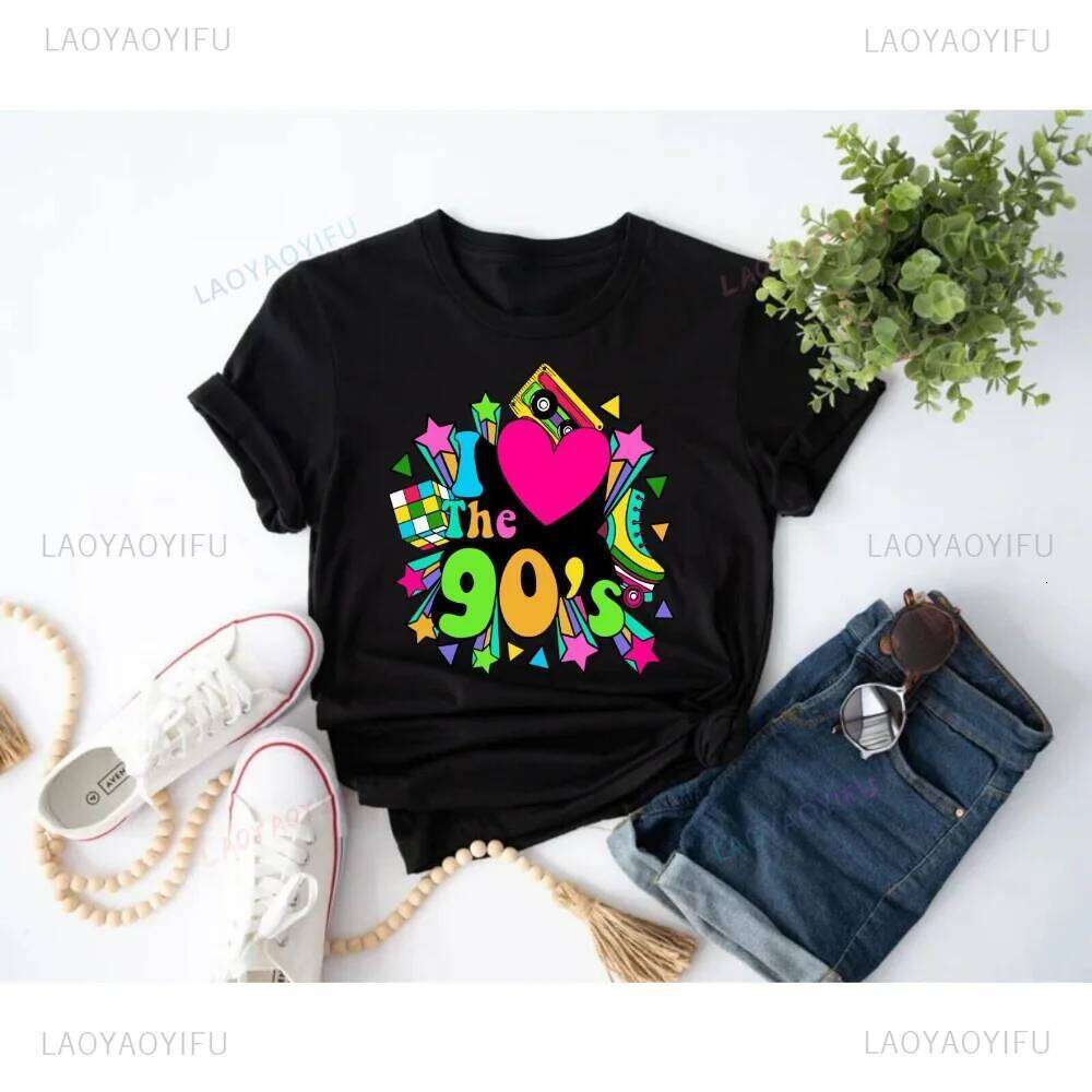 I Love The 90s Shirt 1990s Costume Hen Party Fashion Summer Cotton O-Neck Women Clothing Harajuku Short-sleeve Tops Z260312