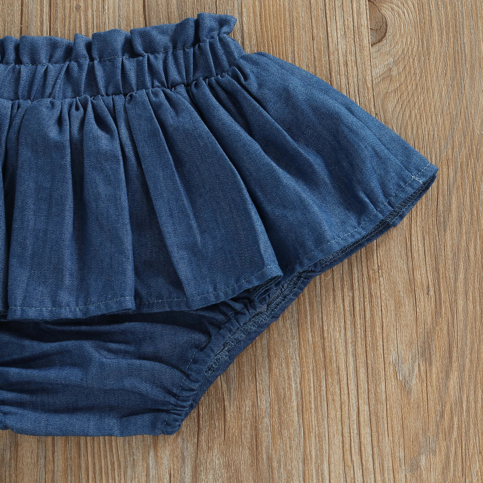 Pudcoco Infant Baby Kids Girls Denim Shorts Elastic Waist Pleated Solid Summer Skorts for Casual Daily 04T 260311